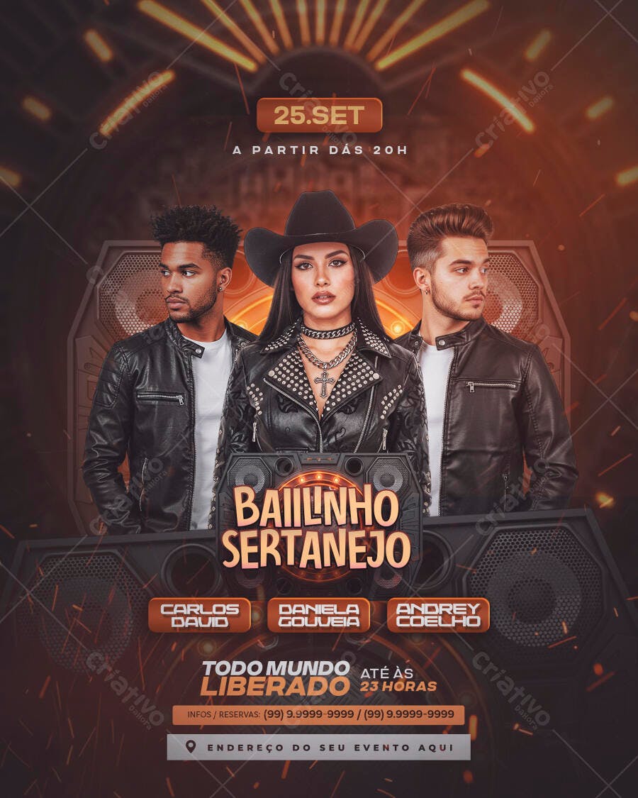 Flyer para Baile Sertanejo PSD Editável