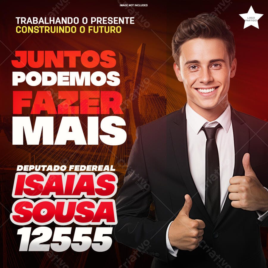 Flyer Eleições Deputado Isaías Sousa PSD Editável