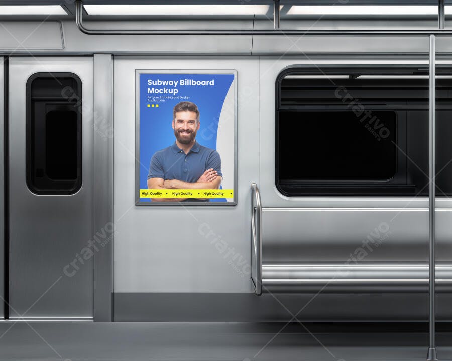 Mockup de Outdoor em Metrô: Anúncio com Homem de Barba