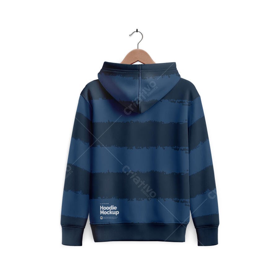 Mockup de Hoodie com Listras Azuis e Cinza Escuro