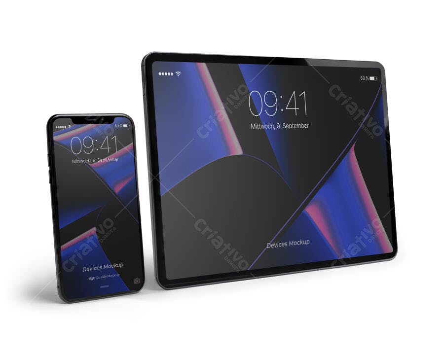 Mockup Realista de Smartphone e Tablet com Design Moderno