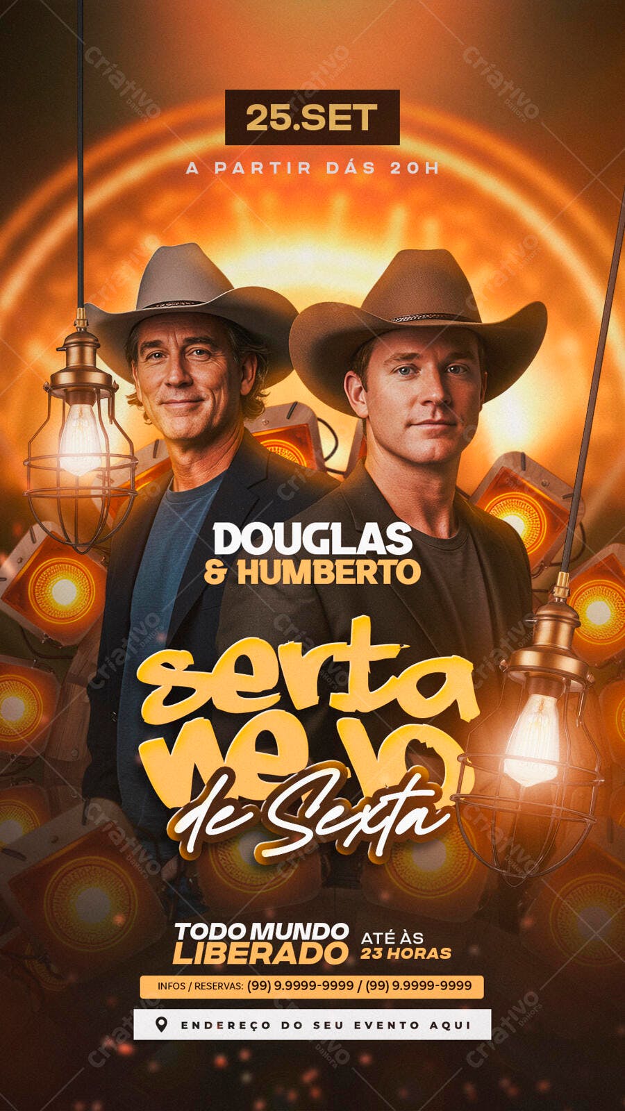 Flyer Sertanejo para Festa de Sexta PSD Editável