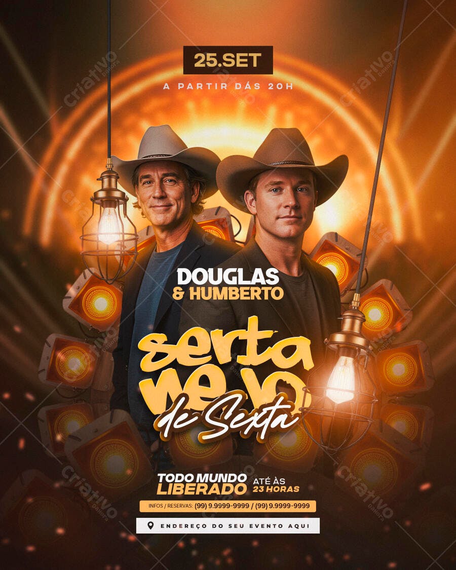 Flyer Sertanejo para Festa de Sexta PSD Editável