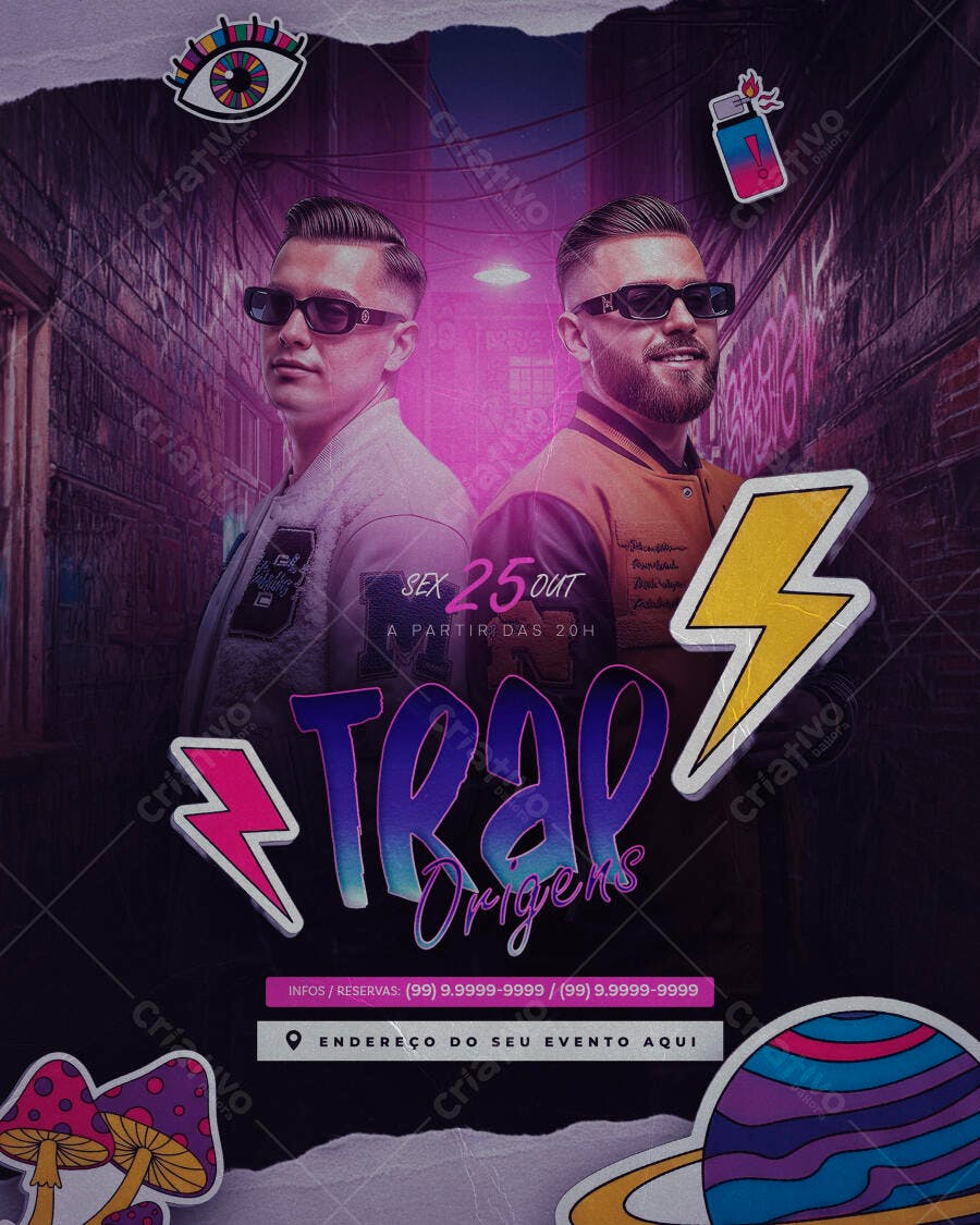 Flyer Festa Trap Origens PSD Editável