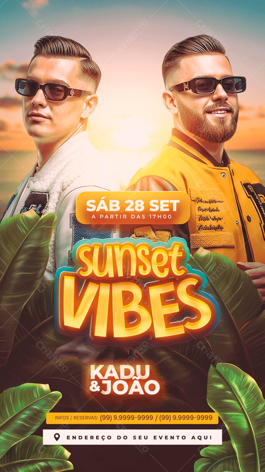 Flyer Sunset Vibes Festa PSD Editável