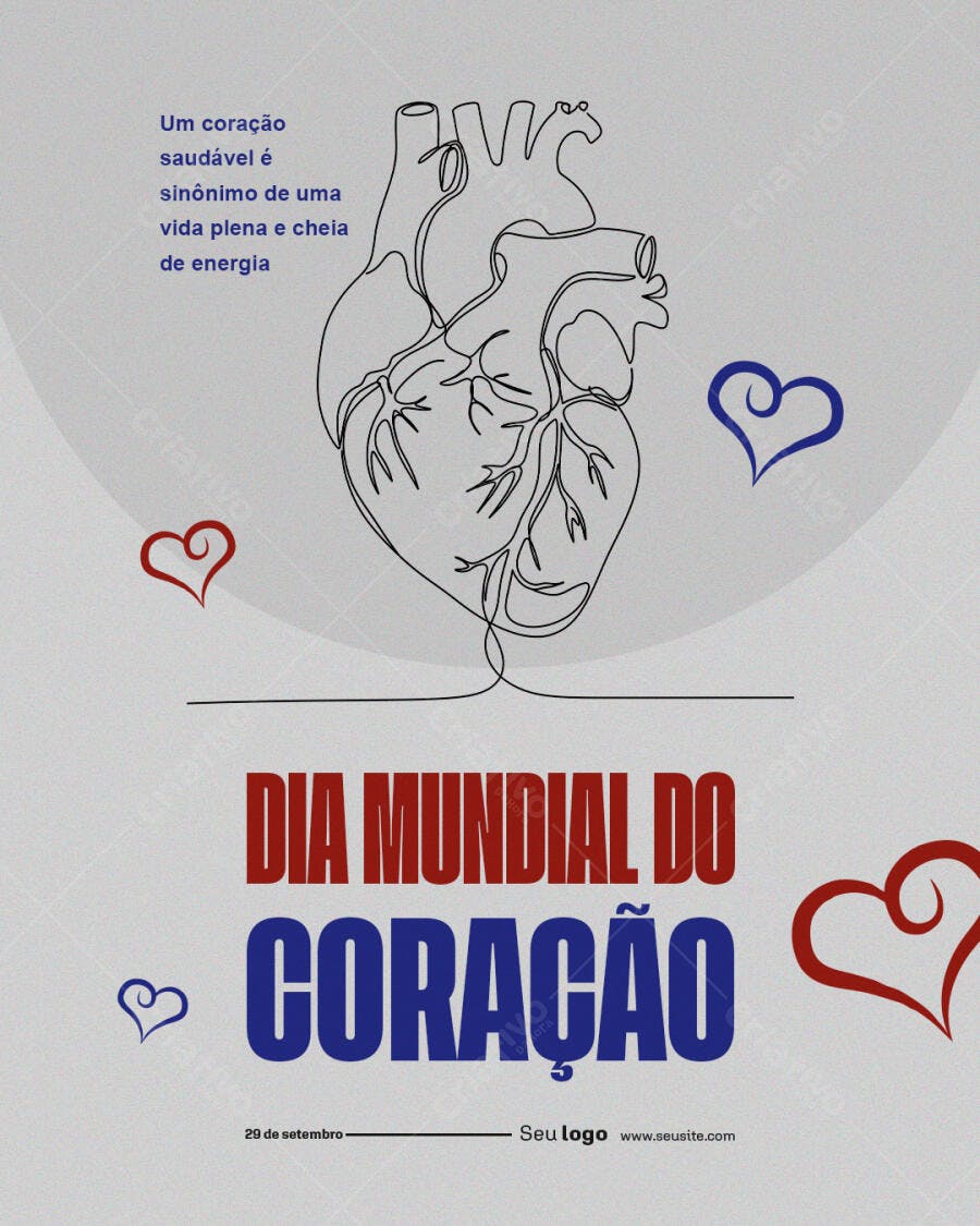 Flyer Dia Mundial do Coração PSD Editável