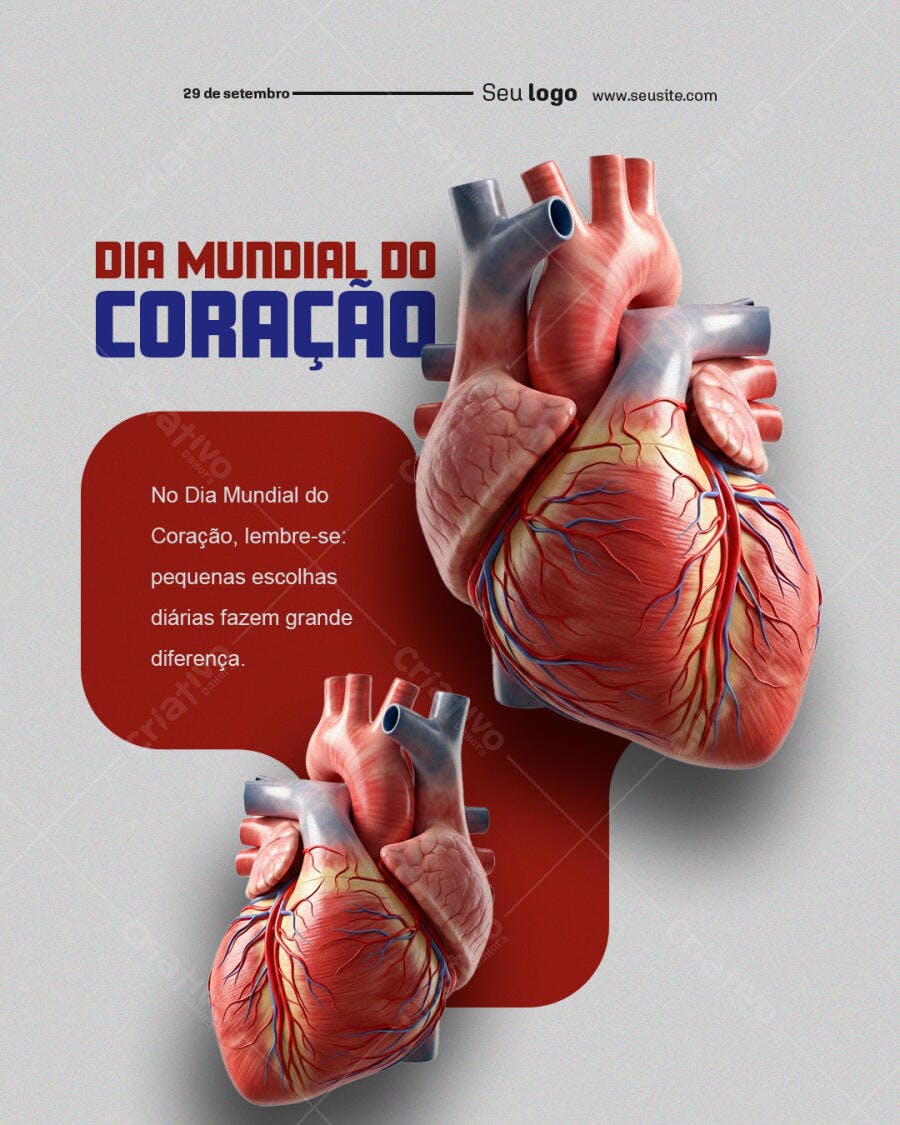 Flyer Dia Mundial do Coração PSD Editável
