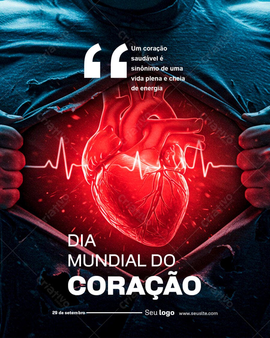 Flyer Dia Mundial do Coração PSD Editável