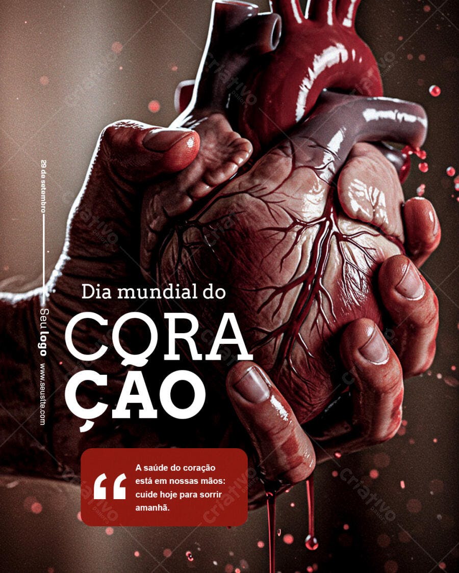 Flyer Dia Mundial do Coração PSD Editável