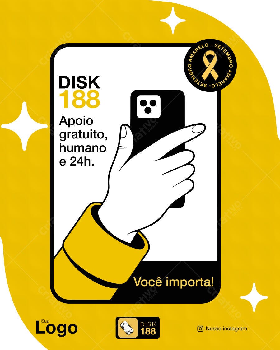 Post para Setembro Amarelo PSD Editável