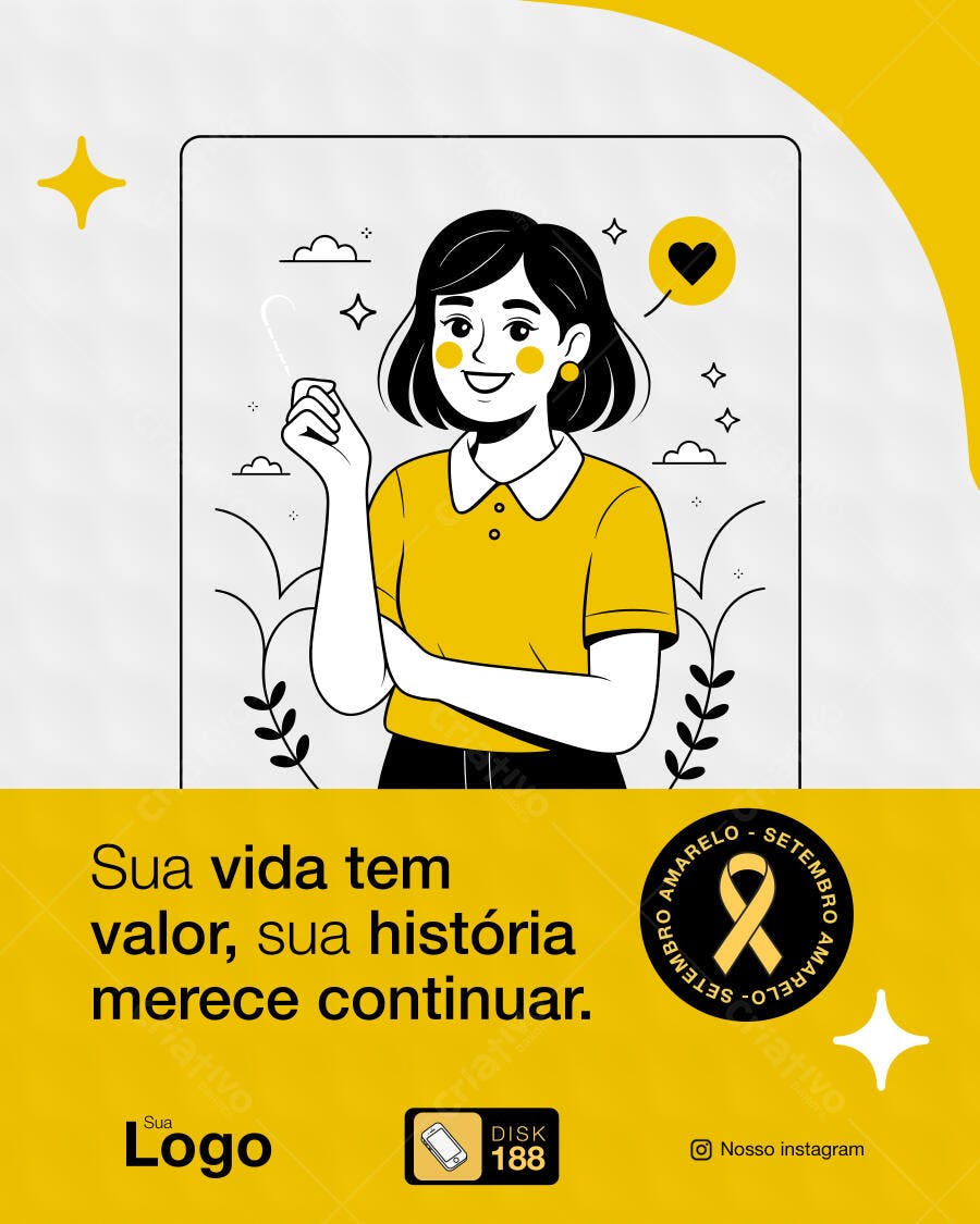 Post para Setembro Amarelo PSD Editável