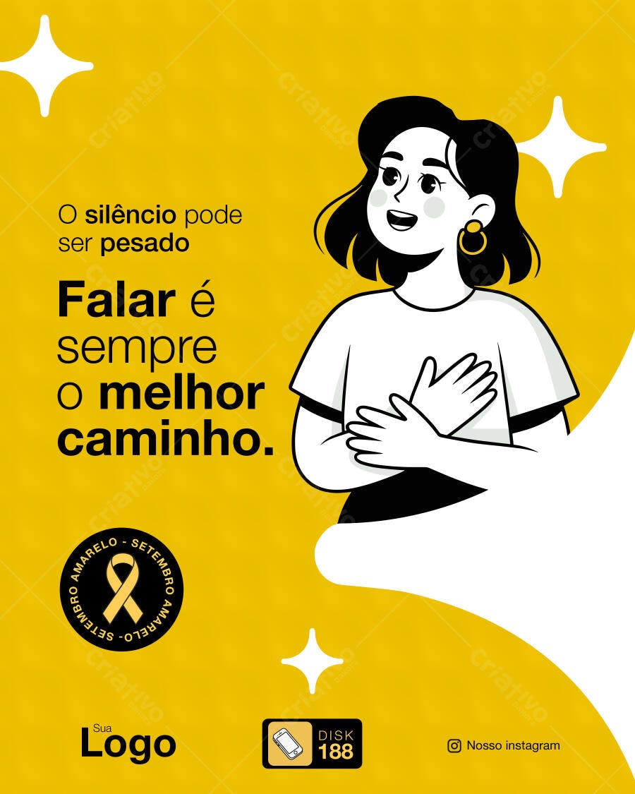 Post para Setembro Amarelo PSD Editável