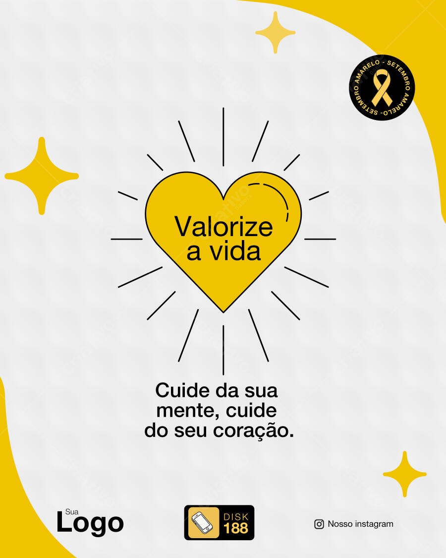Post para Setembro Amarelo PSD Editável