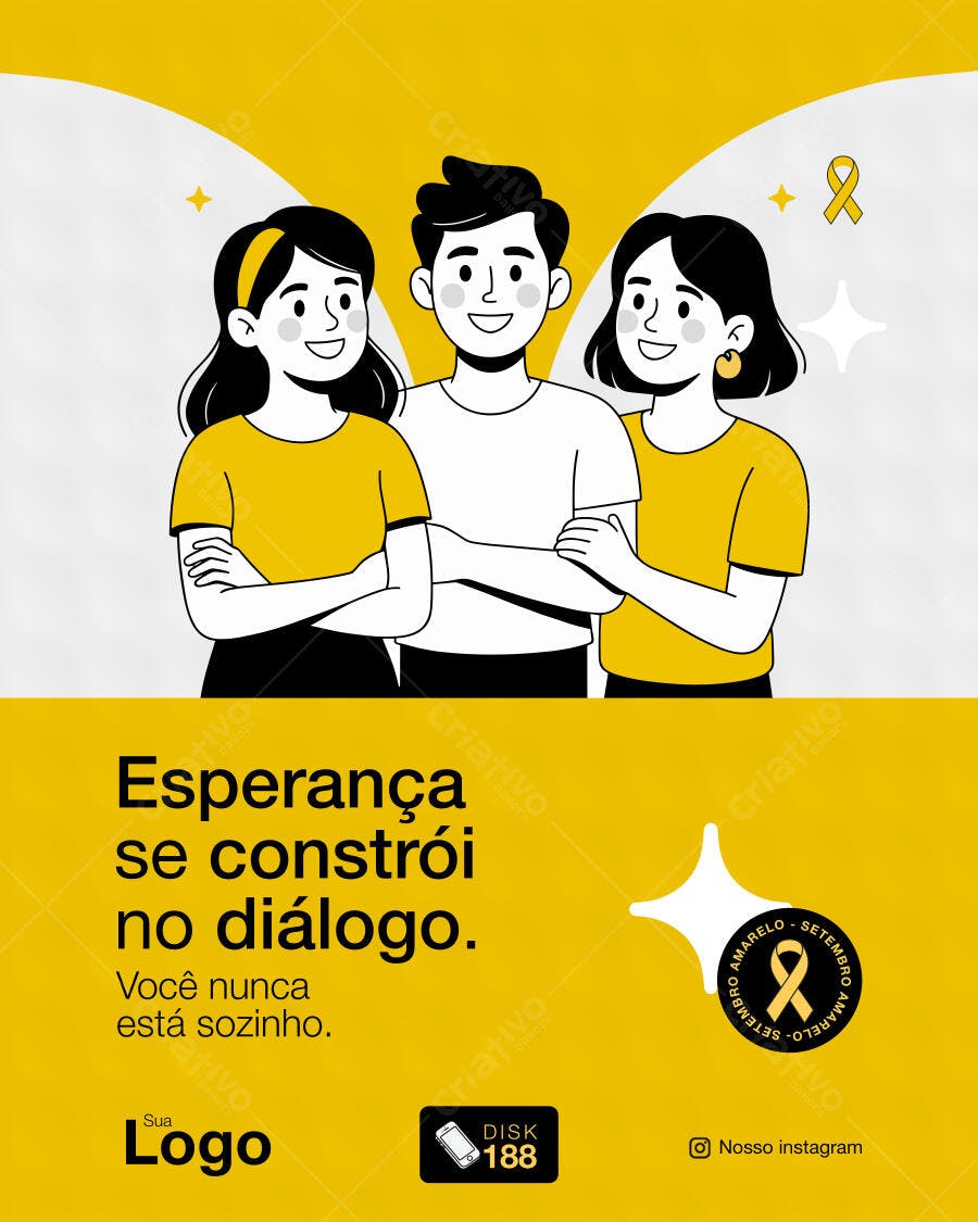 Post para Setembro Amarelo PSD Editável