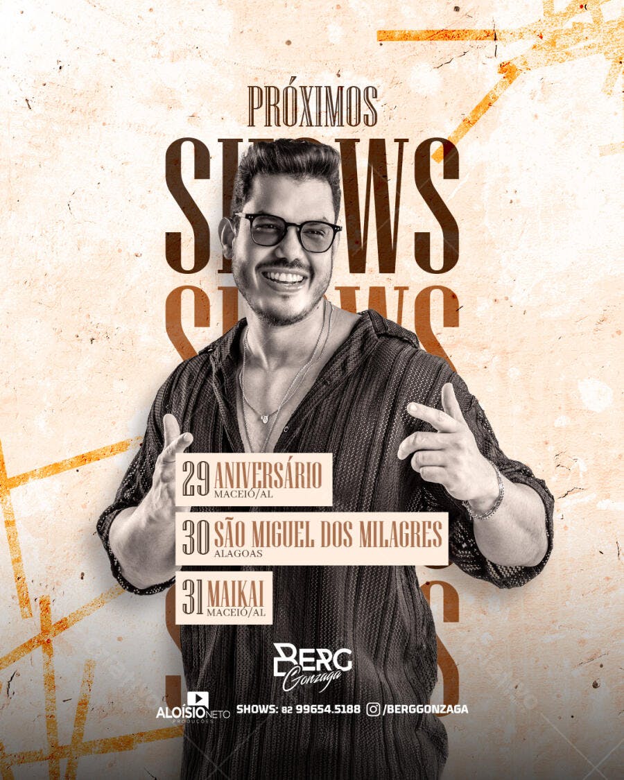 Flyer para Shows de Berg Gonzaga PSD Editável