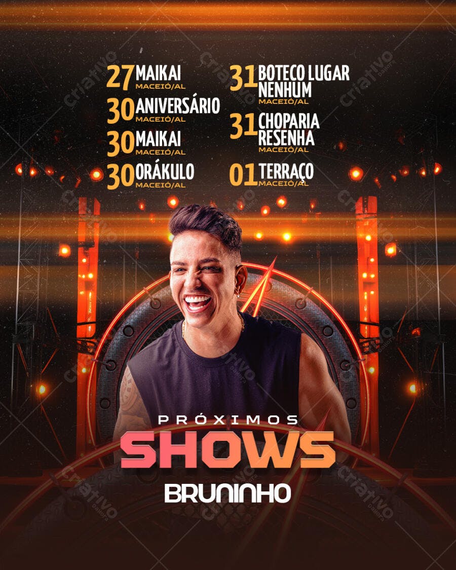 Flyer para Shows Bruninho PSD Editável