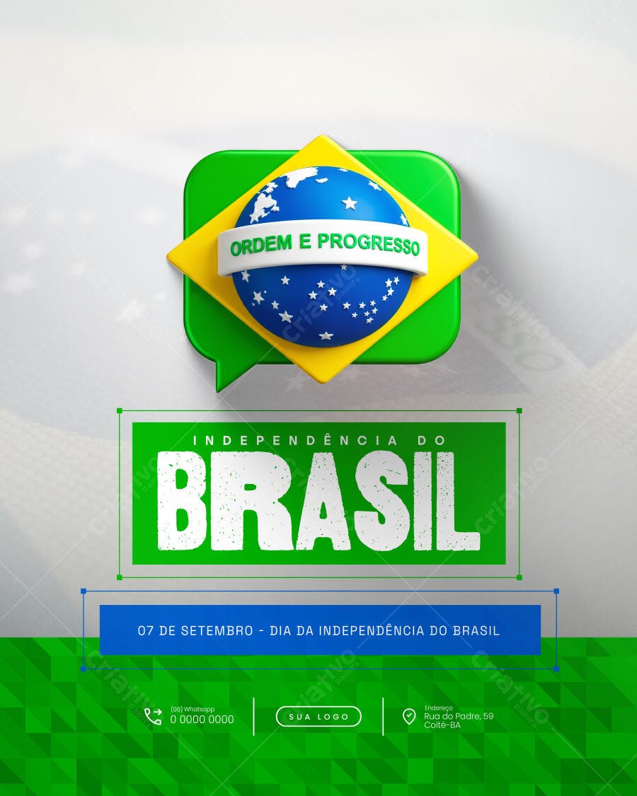 Flyer para o Dia da Independência do Brasil PSD Editável