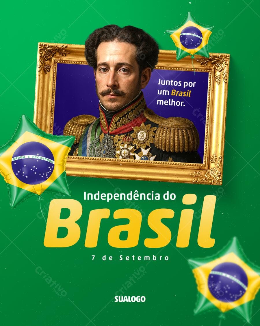 Flyer para o Dia da Independência do Brasil PSD Editável