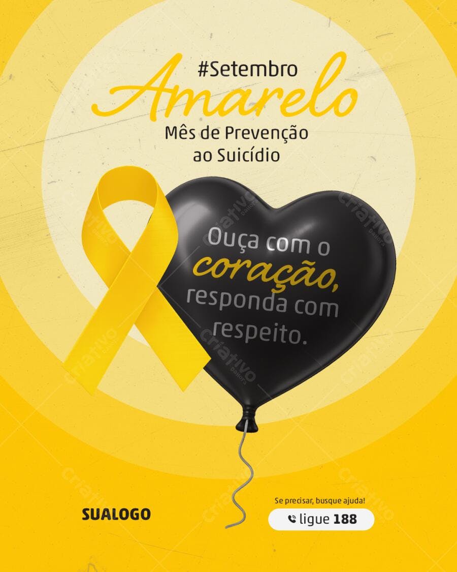 Post para Setembro Amarelo PSD Editável
