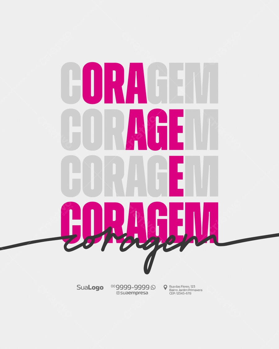 Flyer Motivacional com a palavra Coragem PSD Editável