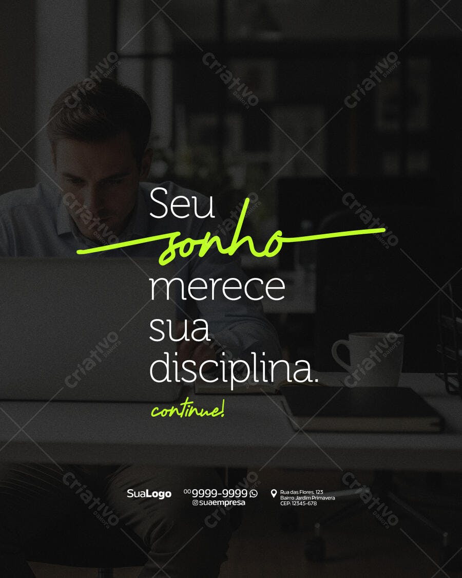 Post para Motivação Profissional PSD Editável