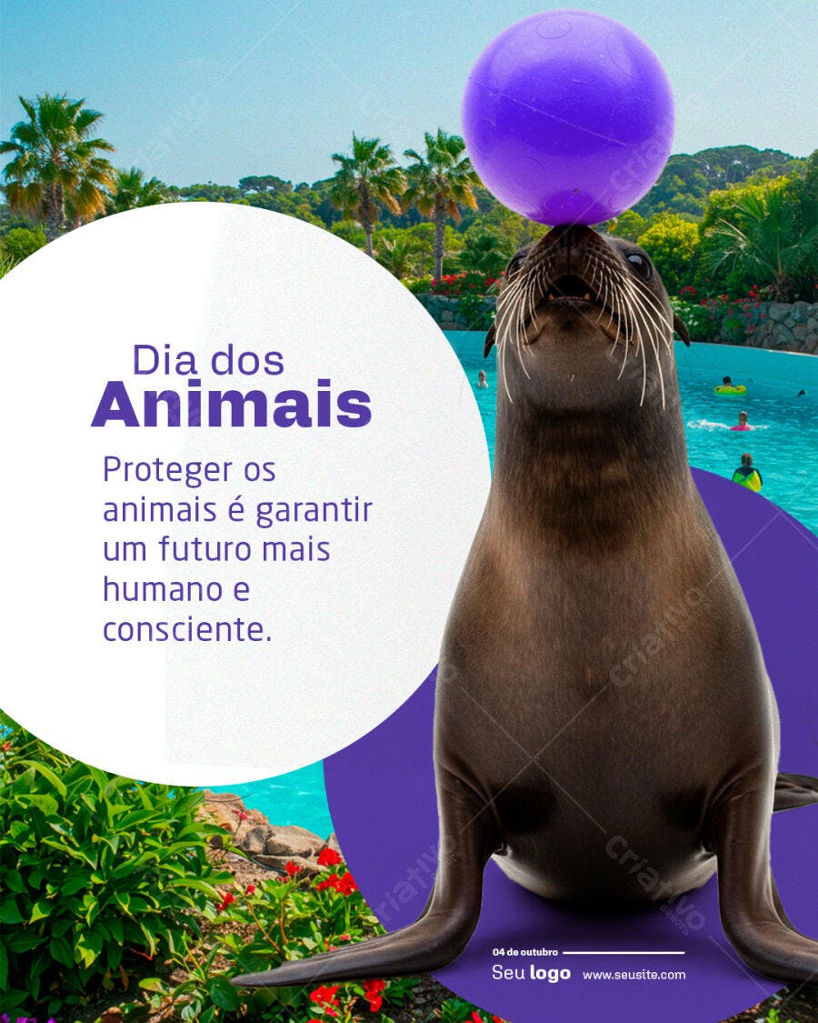Post para o Dia dos Animais PSD Editável