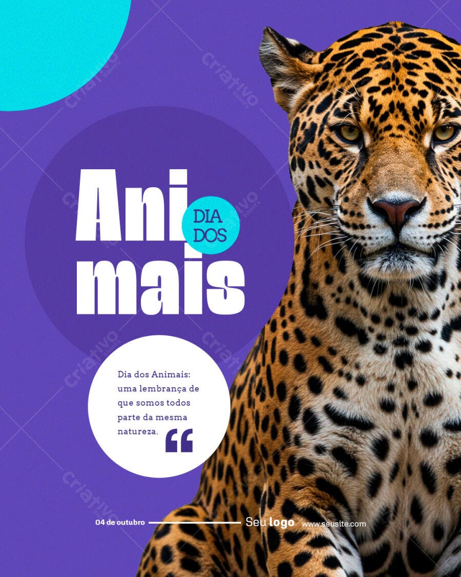 Post para o Dia dos Animais PSD Editável