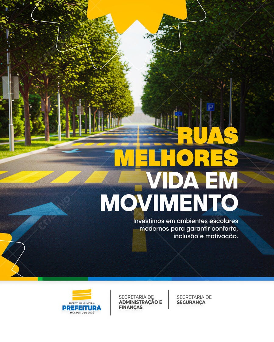 Flyer Ruas Melhores - Vida em Movimento PSD Editável