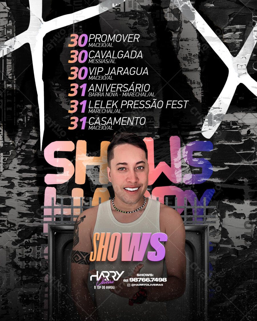 Flyer para Shows do Harry Oliveira PSD Editável