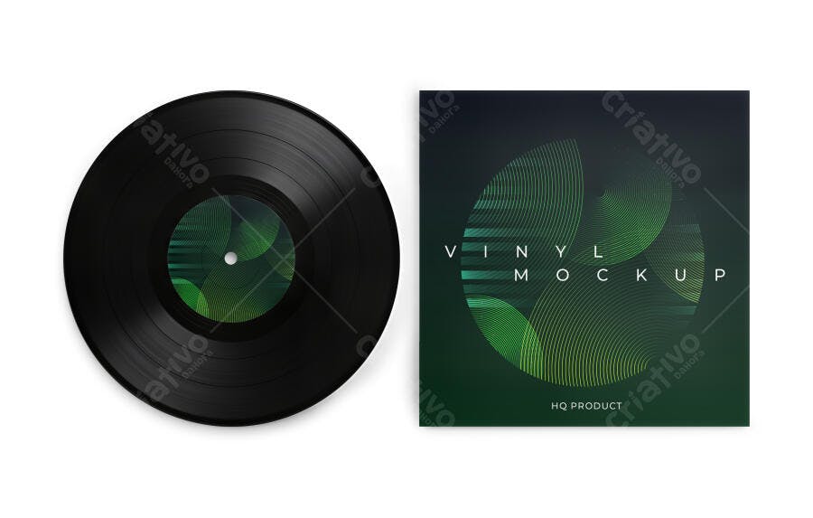 Mockup de Vinil com Design Moderno em Verde Escuro