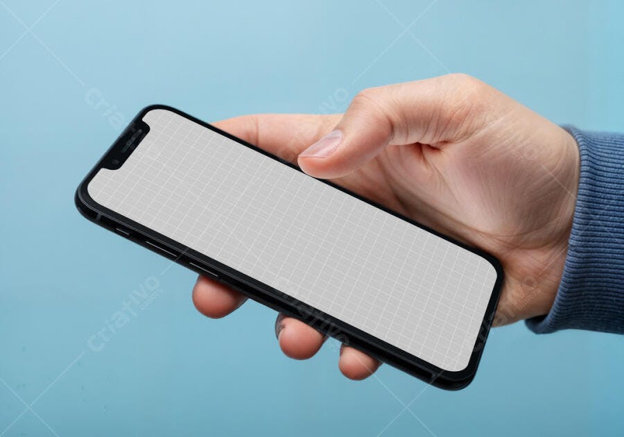 Mockup de Smartphone Preto em Mão - Design Moderno