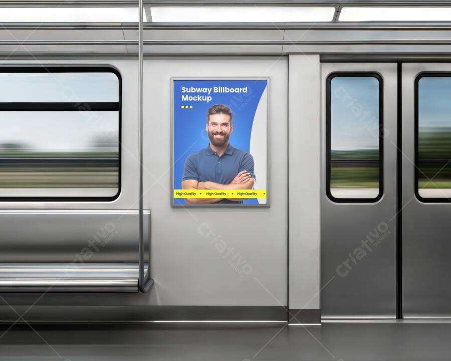 Mockup Realista de Anúncio em Metrô