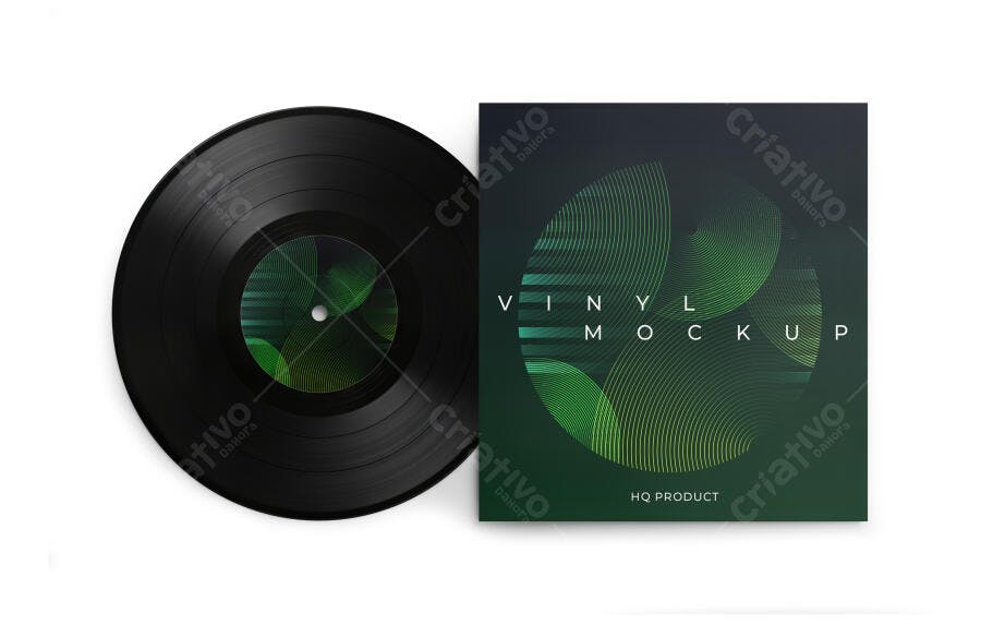 Mockup de Vinil com Design Moderno em Verde Escuro