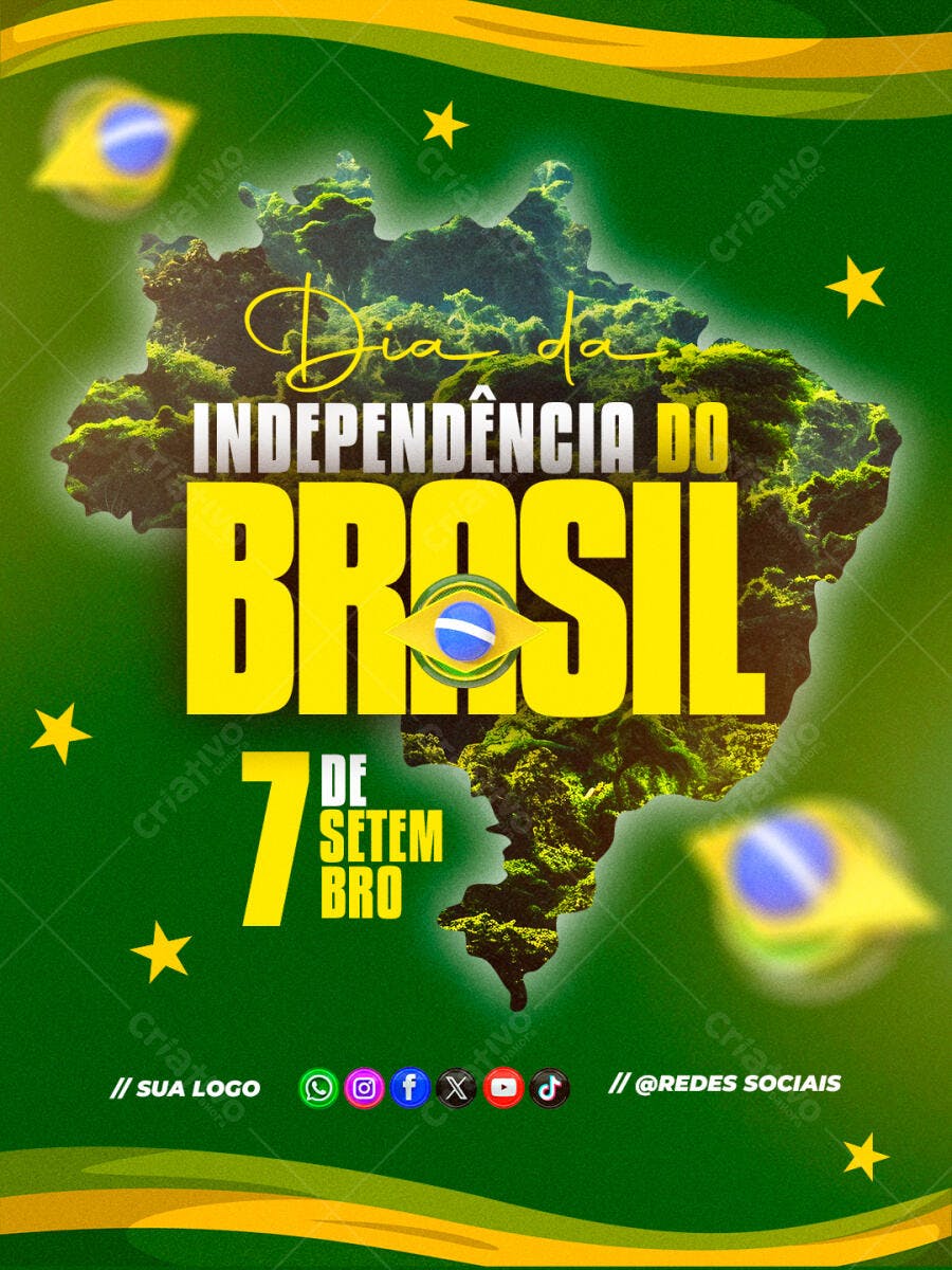 Flyer para o Dia da Independência do Brasil PSD Editável