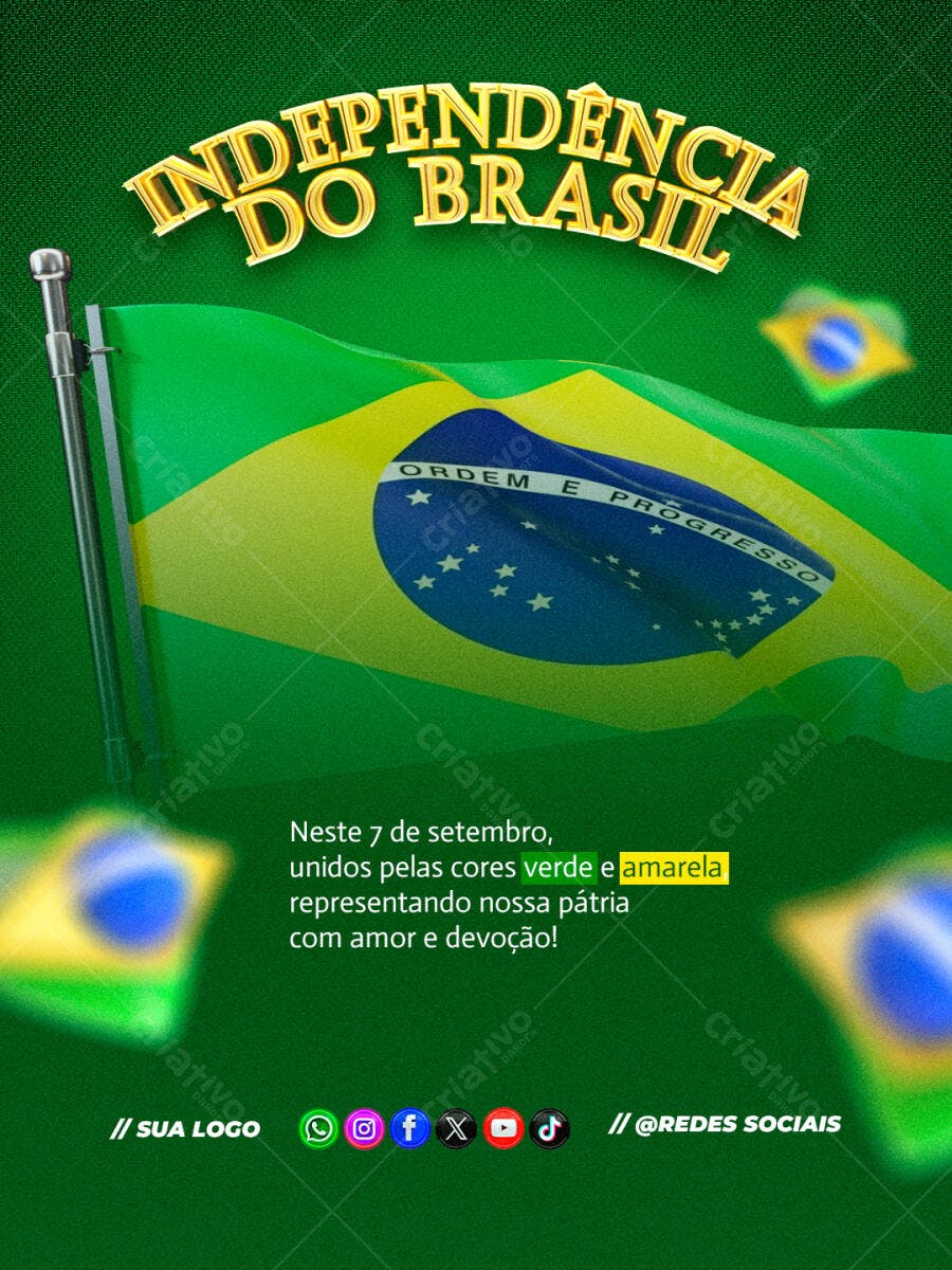 Flyer para o Dia da Independência do Brasil PSD Editável