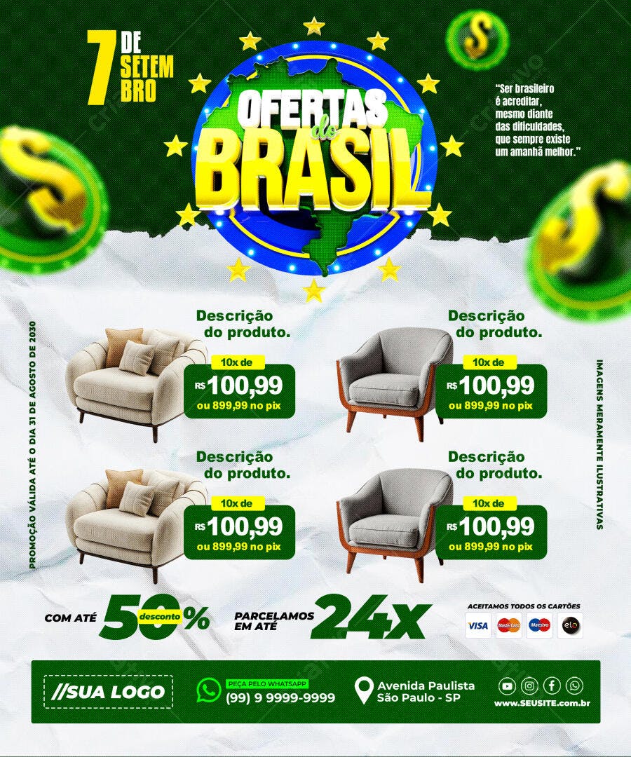 Flyer Sete de Setembro Ofertas do Brasil PSD Editável