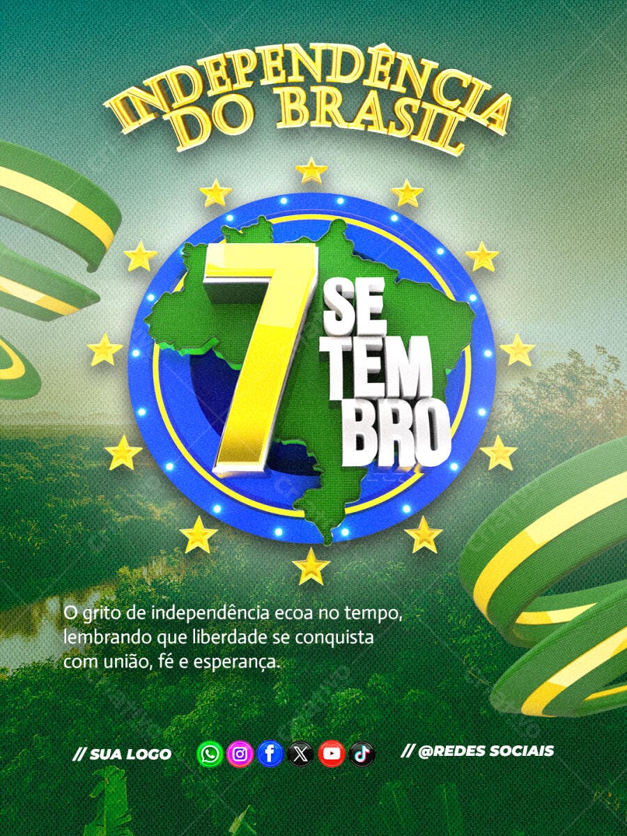 Flyer 7 de Setembro Independência do Brasil PSD Editável