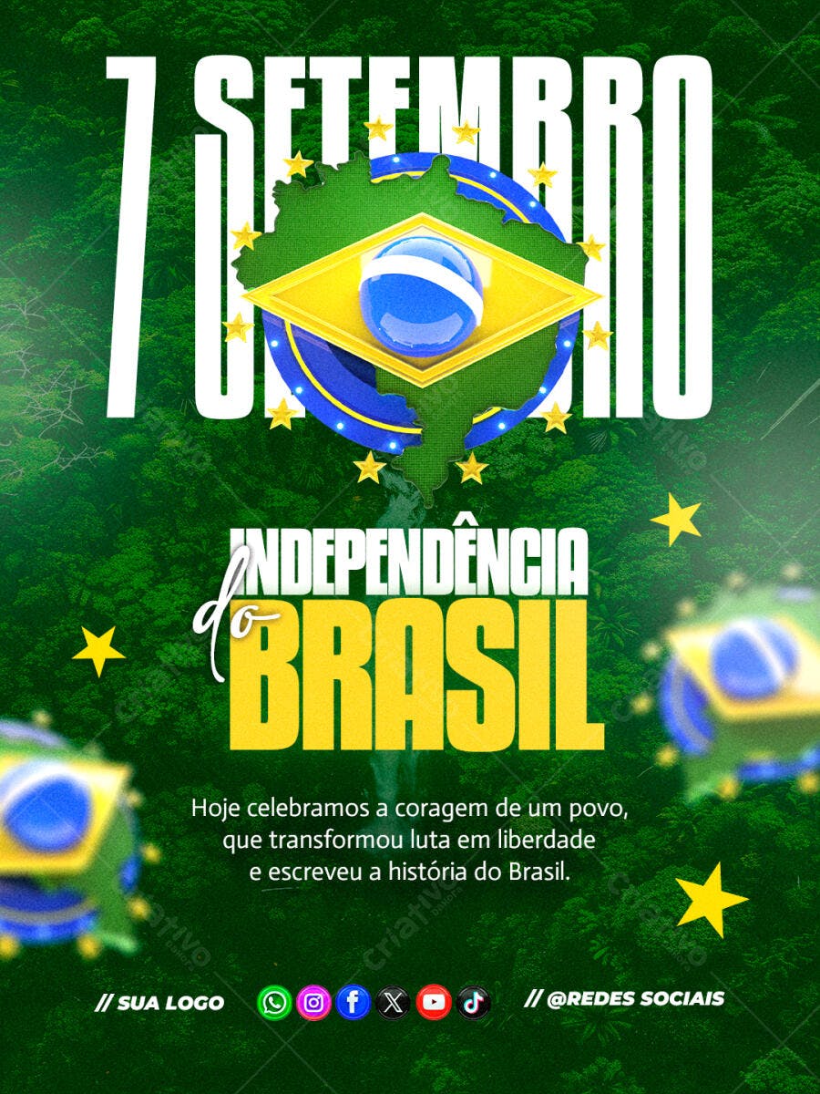 Flyer 7 de Setembro Independência do Brasil PSD Editável