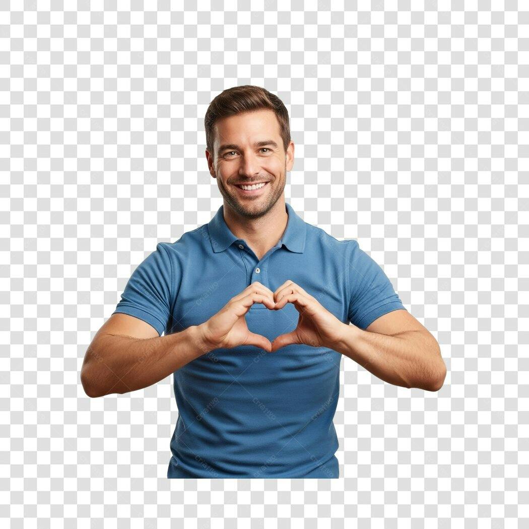 Imagem PNG homem com coração com fundo transparente