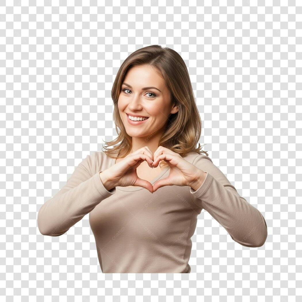Imagem PNG com fundo transparente Mulher fazendo coração com as mãos