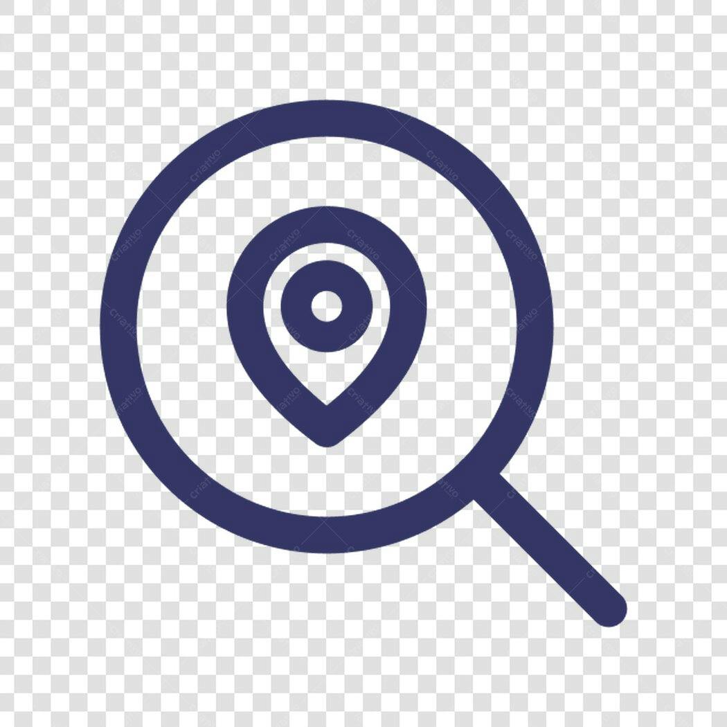 Ícone de localização em lupa PNG com fundo transparente