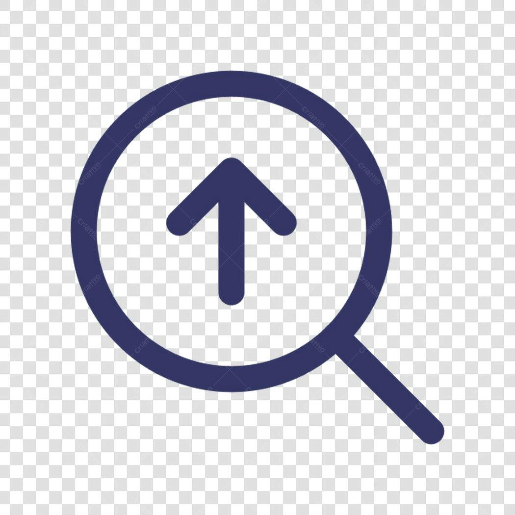Ícone seta para cima em lupa PNG com fundo transparente