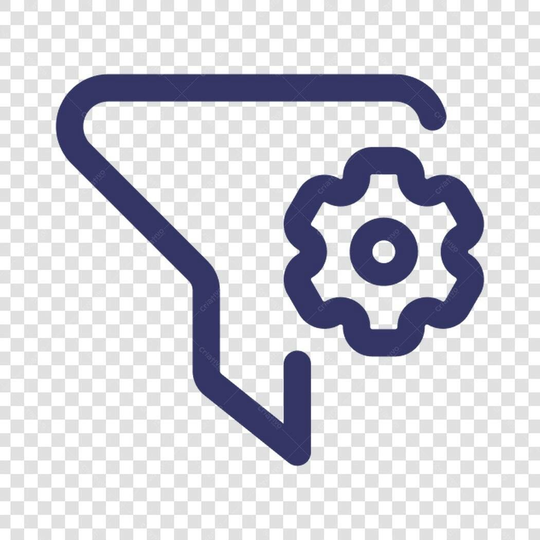 Ícone de Funil com Engrenagem PNG com fundo transparente