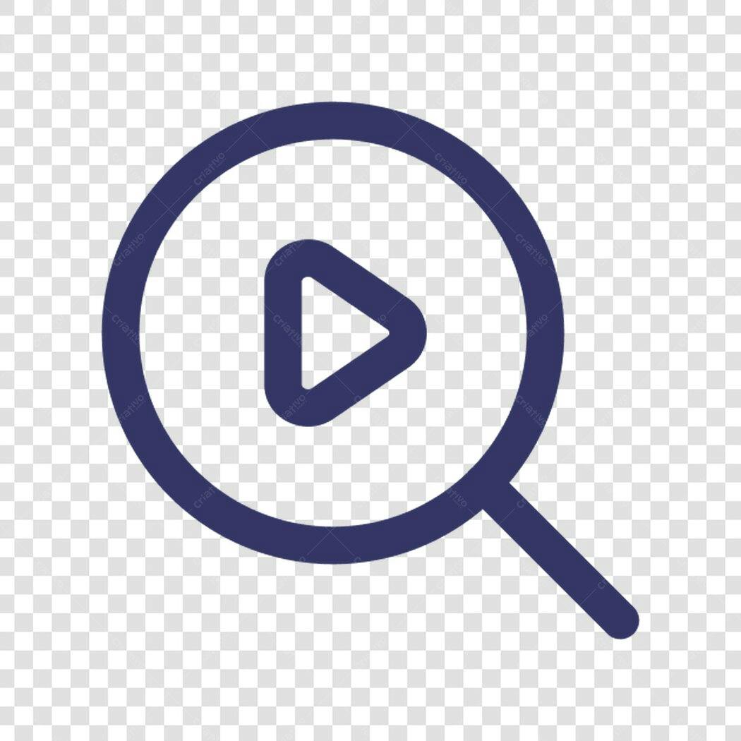 Ícone Play dentro de Lupa PNG com fundo transparente