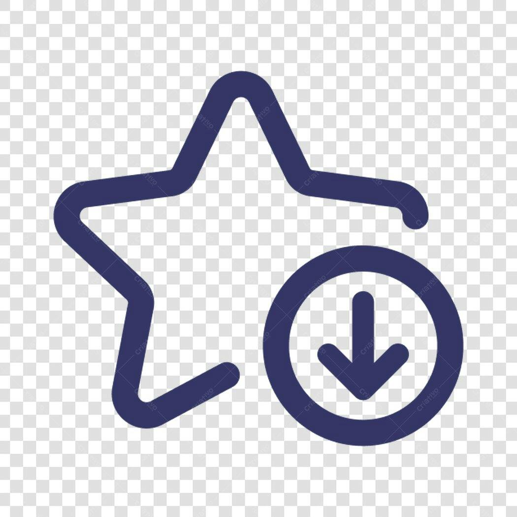 Ícone Download com Estrela PNG com fundo transparente