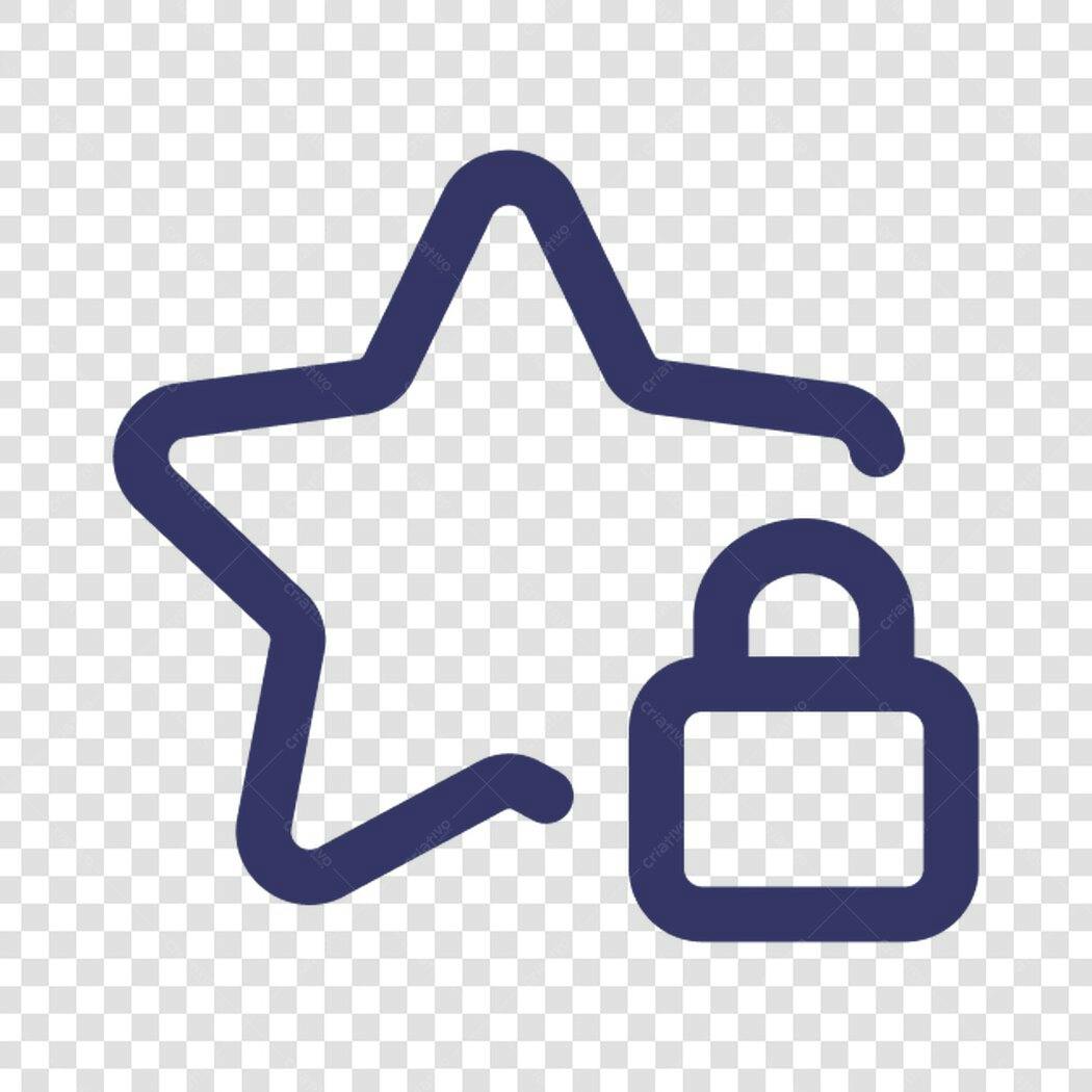 Icone Segurança Estrela Cadeado PNG com fundo transparente