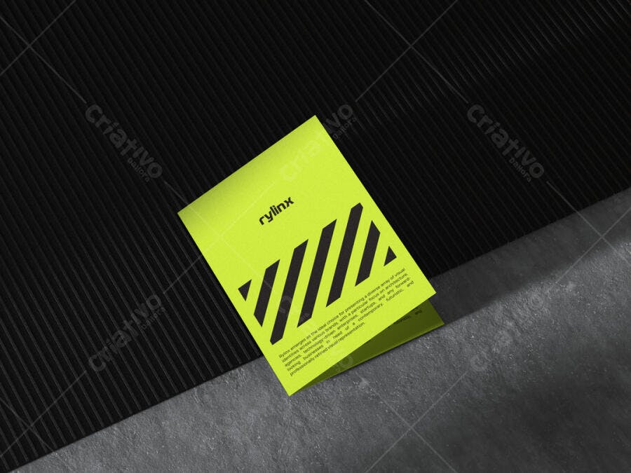 Mockup de Folheto Minimalista em Verde Limão e Preto