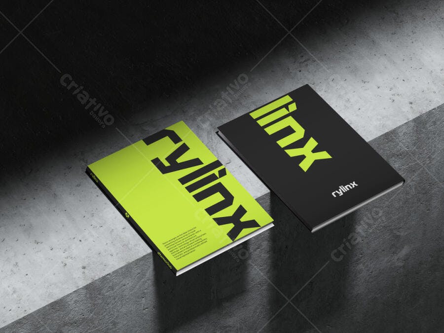 Mockup de Livro com Design Moderno em Preto e Verde Limão