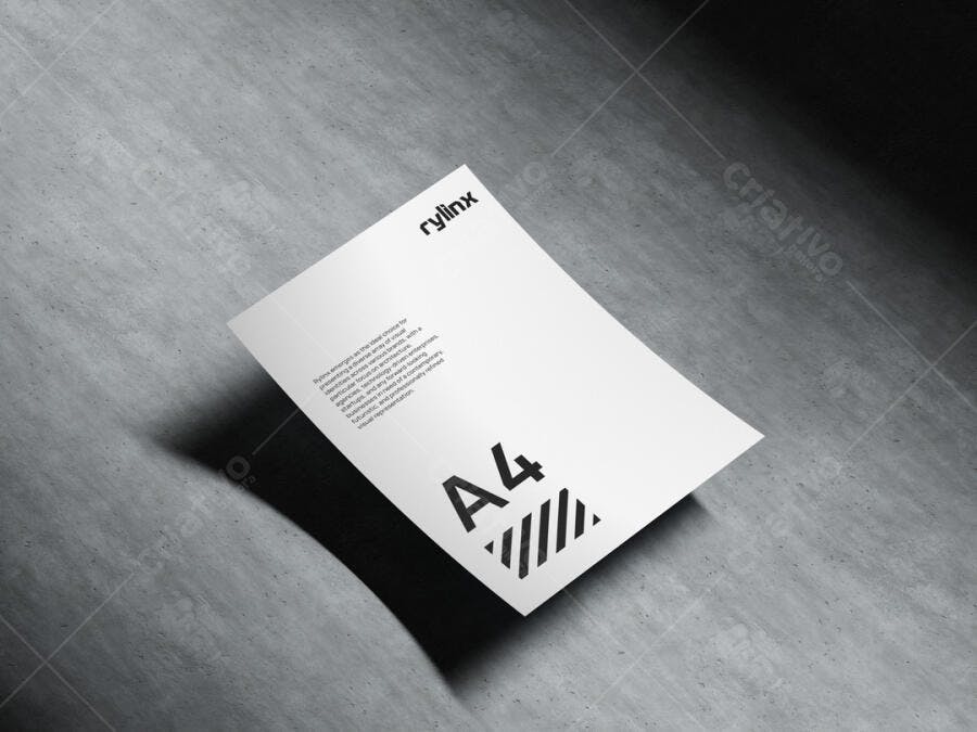 Mockup de Papel A4 em Superfície de Concreto