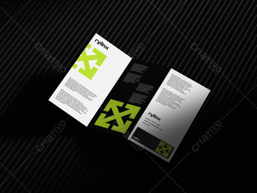 Mockup Trifold Moderno: Preto e Verde-Lima